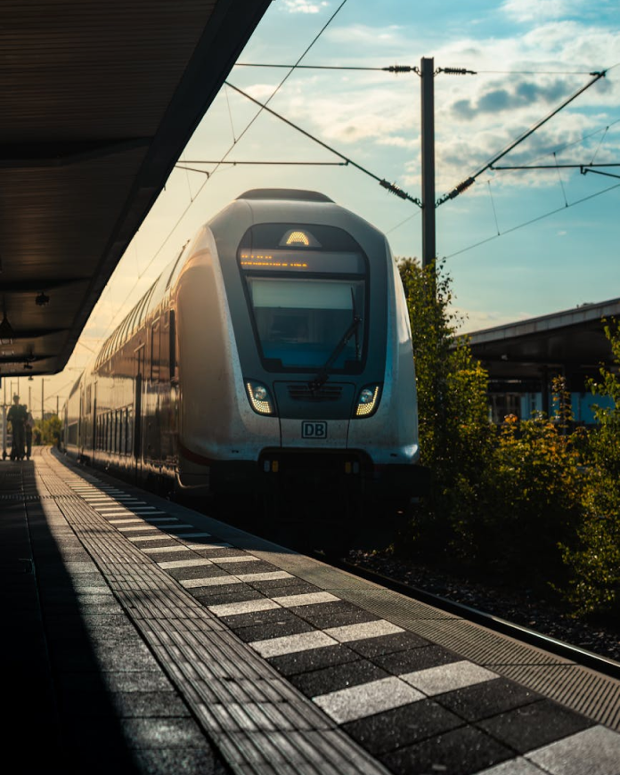 A train arriving at the station